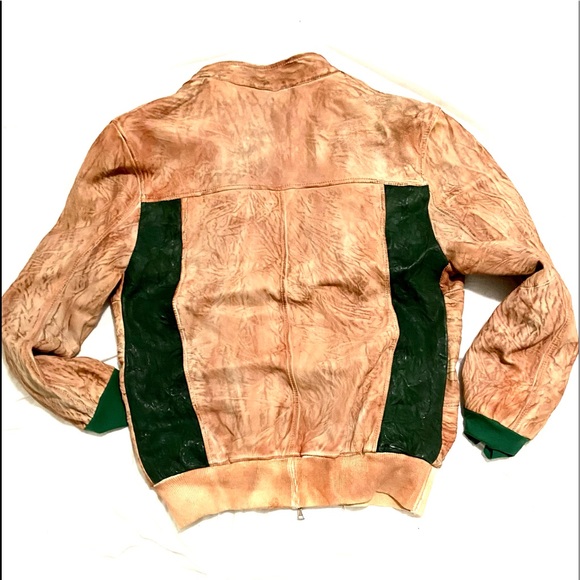 O.41 Genuin leather wrinkled bomber jacket. - Picture 2 of 6